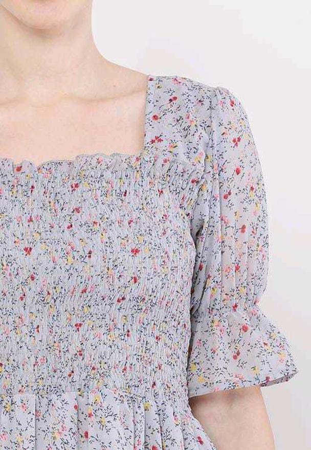 PAVONINE Grey Color Georgette Fabric Body Kansai Midi For Girls | Grocsy