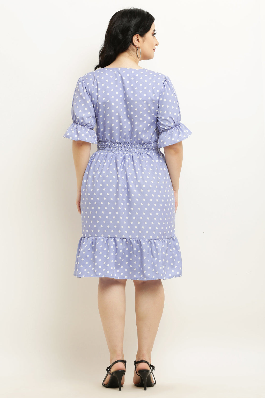 PAVONINE Micro Dots Waist Kansai Crepe Fabric Lavendar Midi For Girls | Grocsy
