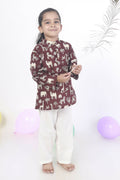 Breathables Kids Cotton Night Suit – Wine Animal Print Kurta & Pyjama Co-Ord Set For Boys & Girls | Grocsy