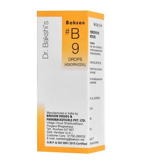 Bakson's Homeopathy B9 Hemorrhoidal Drops | Grocsy