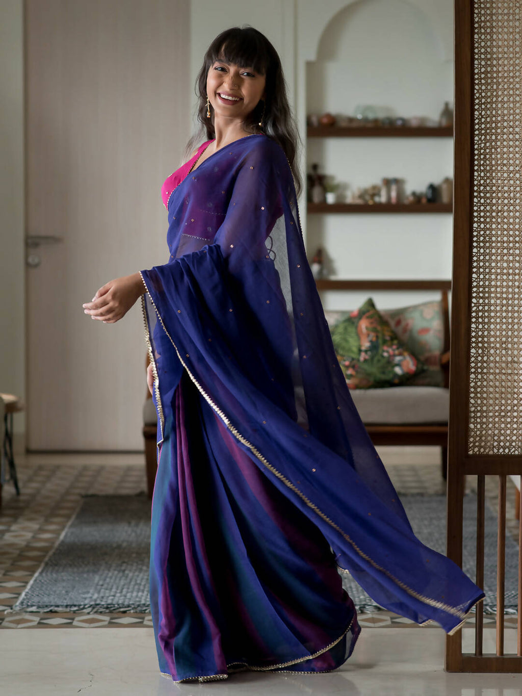 Suta Purple Woven Design Pure Cotton Saree | Grocsy