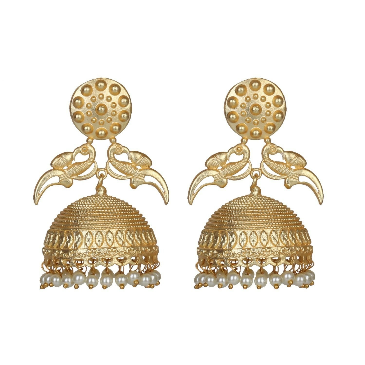 Joban Fashion Women Matte Gold Brass Jhumka | Grocsy