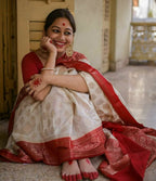 DEIANA'S Beautiful Designer Golden zari Soft Lichi Silk Saree - White | Grocsy