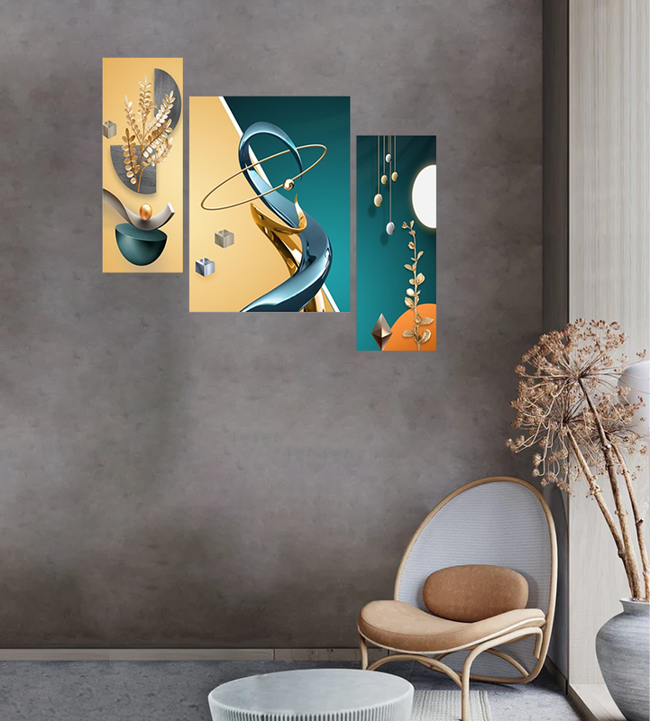 Tehzeeb Creations Set Of 3 Digital Wall Painting | Grocsy