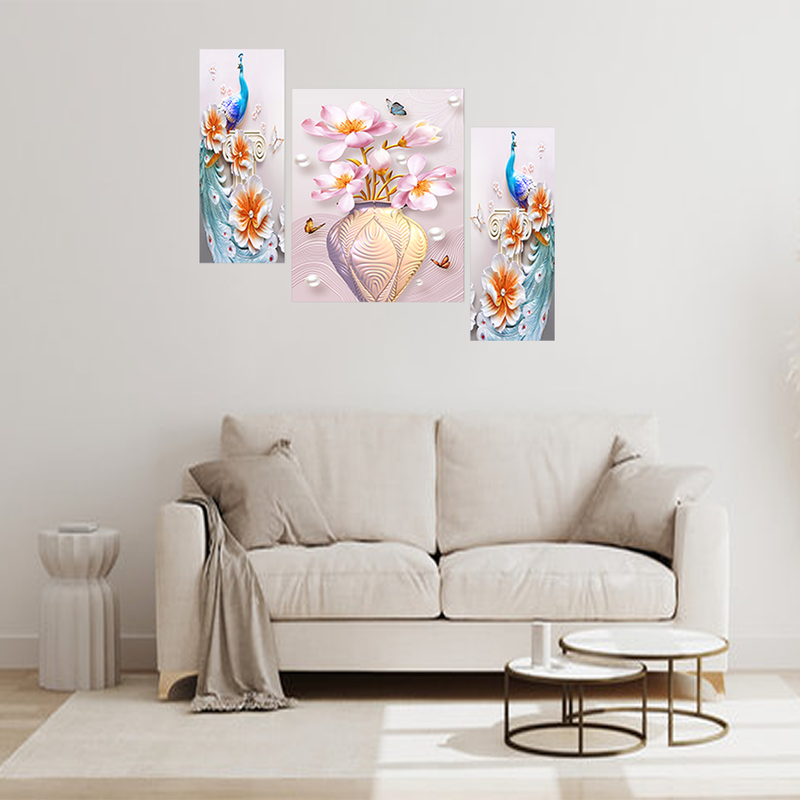 Tehzeeb Creations Set Of 3 Digital Wall Painting | Grocsy