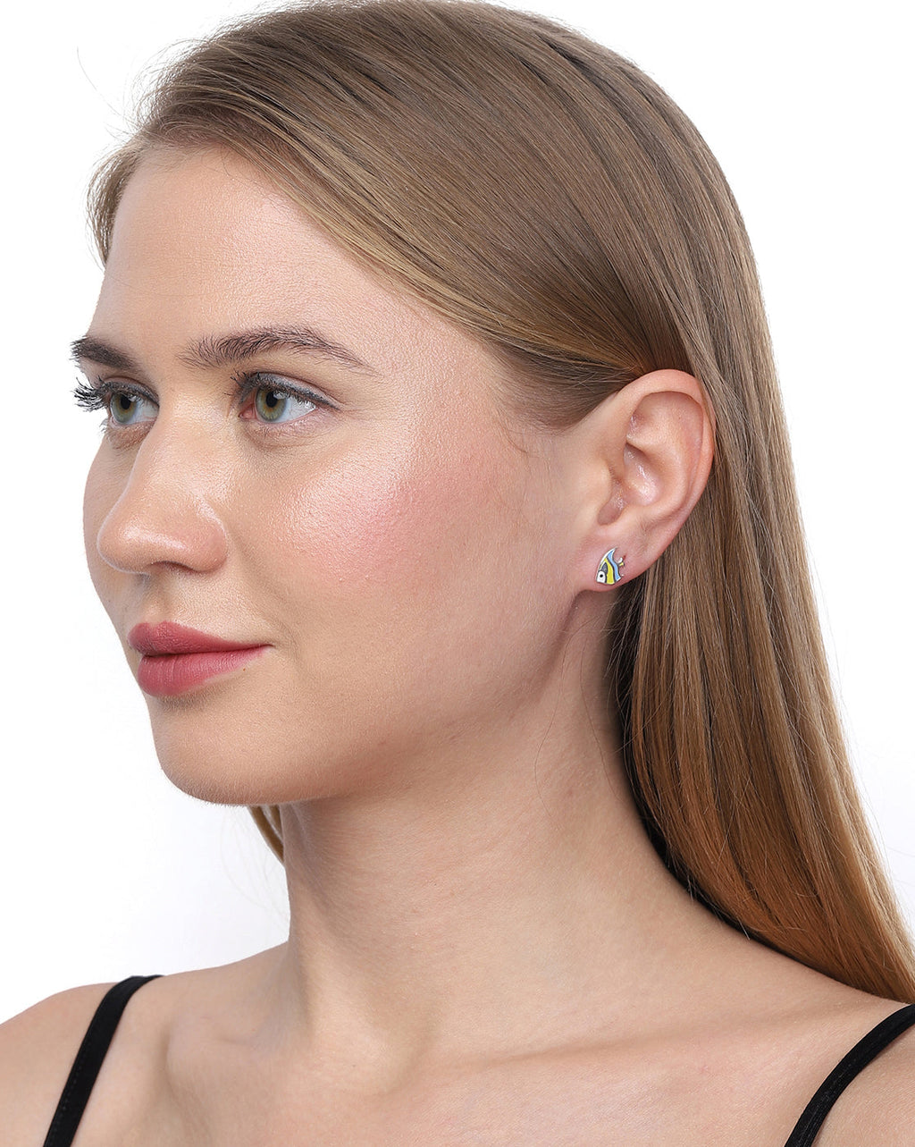 Premium Jwlry - Silver & Turquoise Toned Crystals Studded Rhodium - Plated Teardrop Shaped Handcrafted Drop Earrings - Wahe Jewels - Swadesiicart