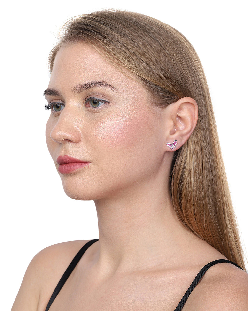 Rhodium Plated Butterfly Cz Stud Earring For Women - Wahe Jewels - Swadesiicart