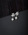 Premium Jewellery - Silver Toned Cz Studded Rhodium - Plated Teardrop Shaped Handcrafted Drop Earrings - Wahe Jewels - Swadesiicart