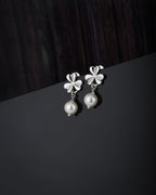 Premium Jewellery - Silver Toned Cz Studded Rhodium - Plated Teardrop Shaped Handcrafted Drop Earrings - Wahe Jewels - Swadesiicart