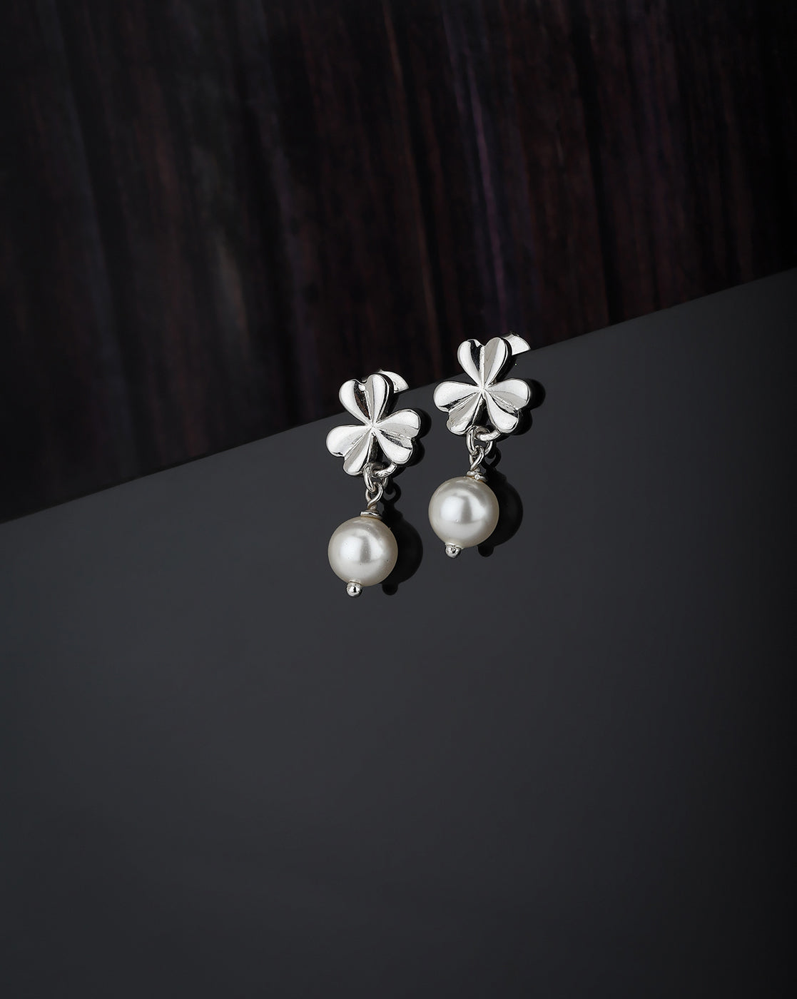 Premium Jewellery - Silver Toned Cz Studded Rhodium - Plated Teardrop Shaped Handcrafted Drop Earrings - Wahe Jewels - Swadesiicart