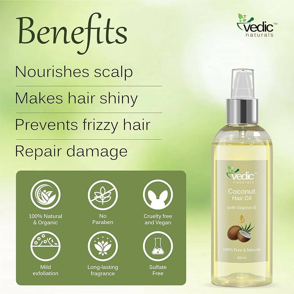 Vedic Naturals Virgin Coconut Hair Oil With Vitamin-E | Grocsy