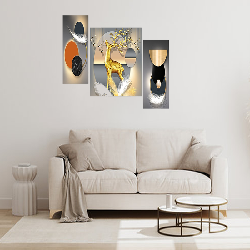 Tehzeeb Creations Set Of 3 Digital Wall Painting | Grocsy