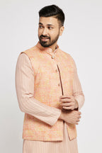 Ethnic India Pink Bundi Men's Jacket Abstract Blended | Grocsy