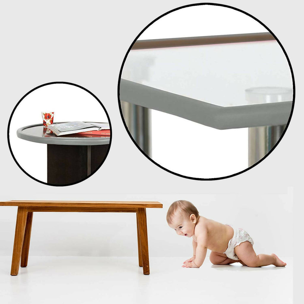 Safe-O-Kid Unique High Density 2 Mtr Long U - Shaped 4 Edge Guards With 16 Corner Cushions - Grey | Grocsy