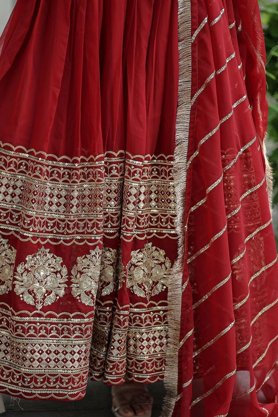 Joban Fashion Maroon Georgette Sequence Embroidery Work Kurta Set | Grocsy