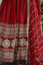 Joban Fashion Maroon Georgette Sequence Embroidery Work Kurta Set | Grocsy