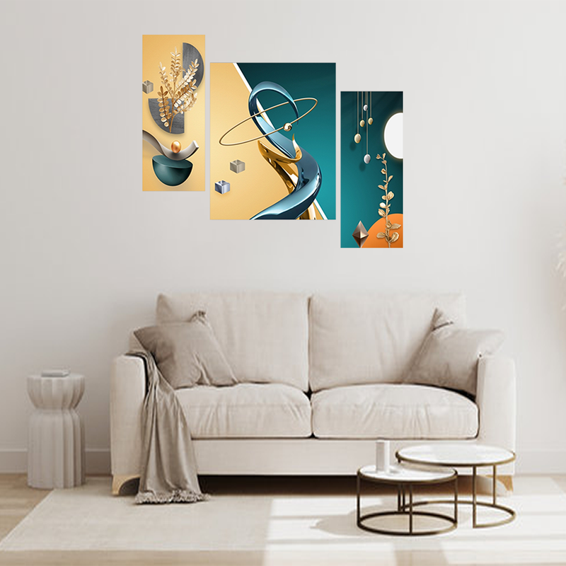 Tehzeeb Creations Set Of 3 Digital Wall Painting | Grocsy