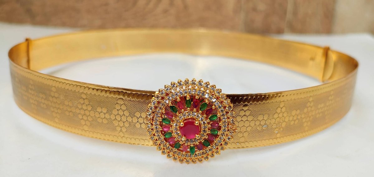 Adjustable Waist Belt/ Vaddanam/ Kamarband With Multicolor Pendant | Grocsy