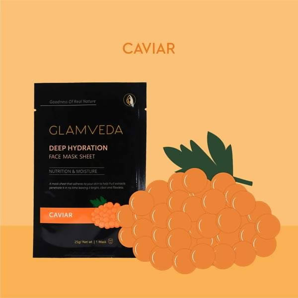 Glamveda Caviar Rejuvenate & Protecting Sheet Mask Pack | Grocsy