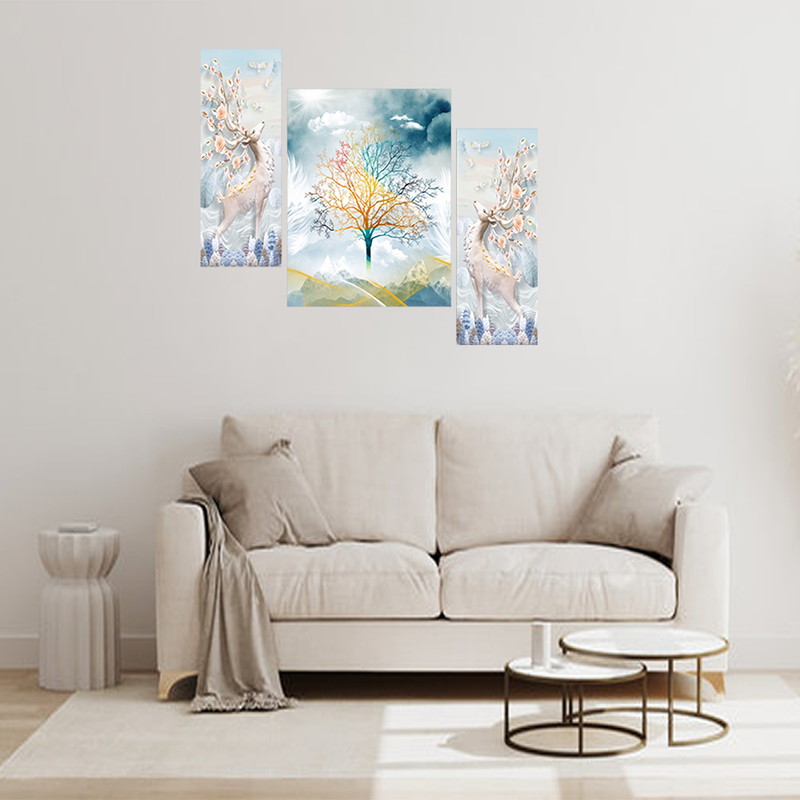 Tehzeeb Creations Set Of 3 Digital Wall Painting | Grocsy