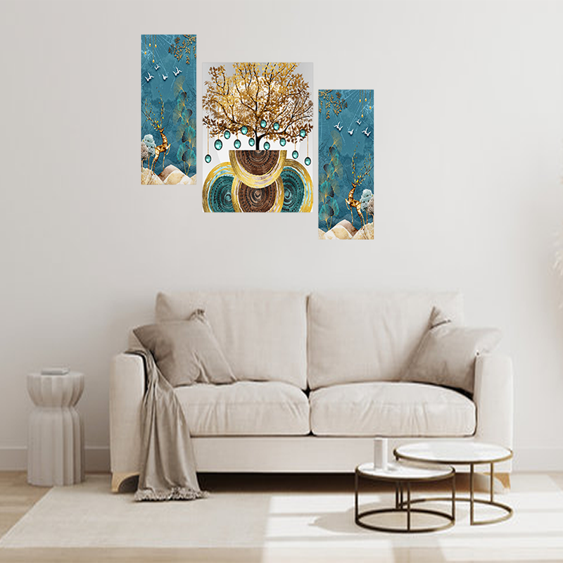 Tehzeeb Creations Set Of 3 Digital Wall Painting | Grocsy
