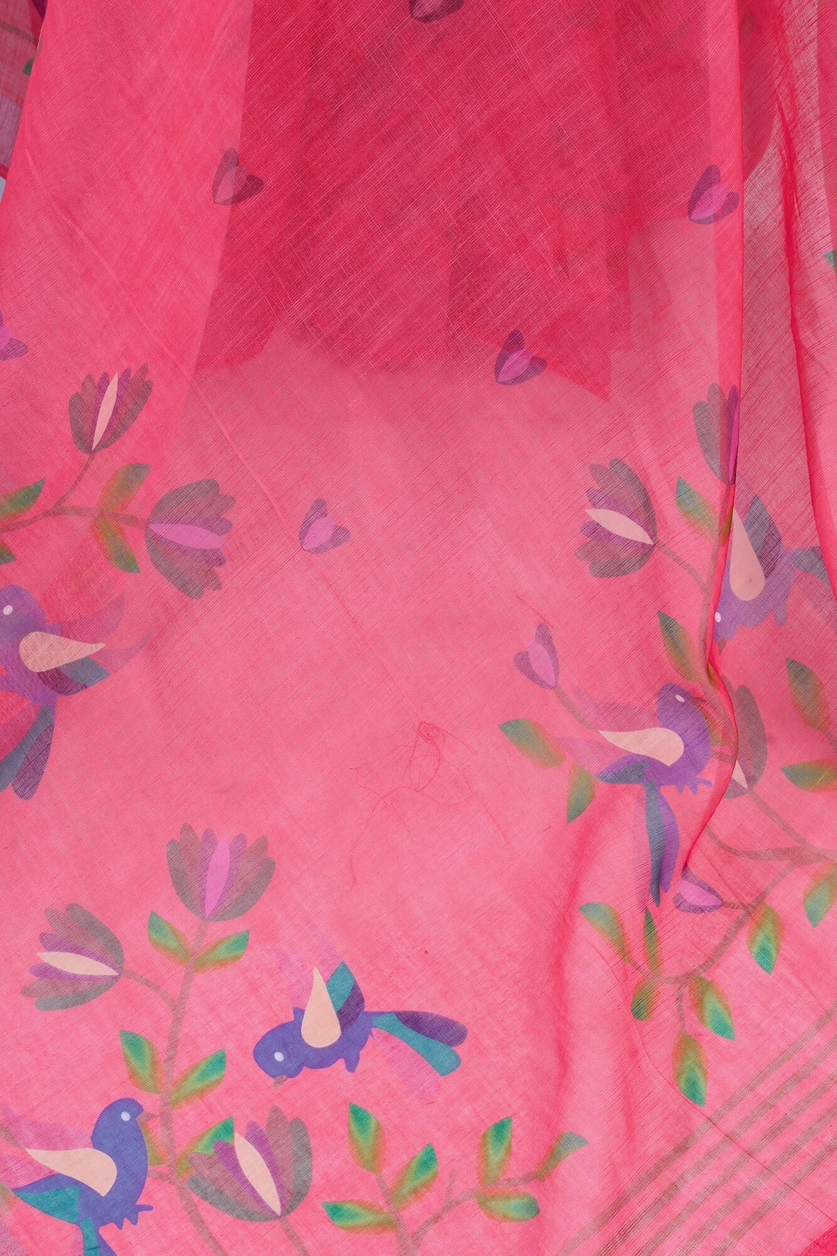 Vastranavya Pink Digital Printed Linen Ready To Wear Designer Saree with Unstitched Blouse | Grocsy