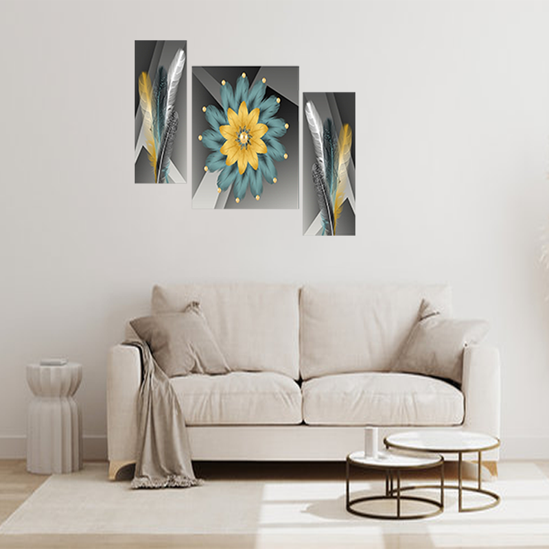 Tehzeeb Creations Set Of 3 Digital Wall Painting | Grocsy