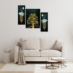 Tehzeeb Creations Set Of 3 Digital Wall Painting | Grocsy