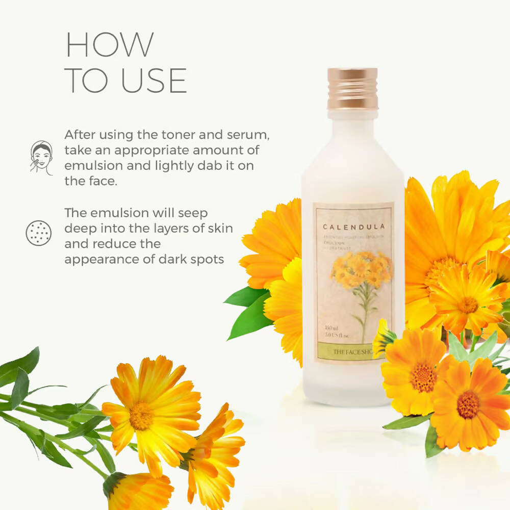 The Face Shop Calendula Essential Moisture Emulsion - Korean Skincare | Grocsy