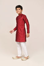 Joban Fashion Silk Maroon Kurta With Straight Fit Pant | Grocsy