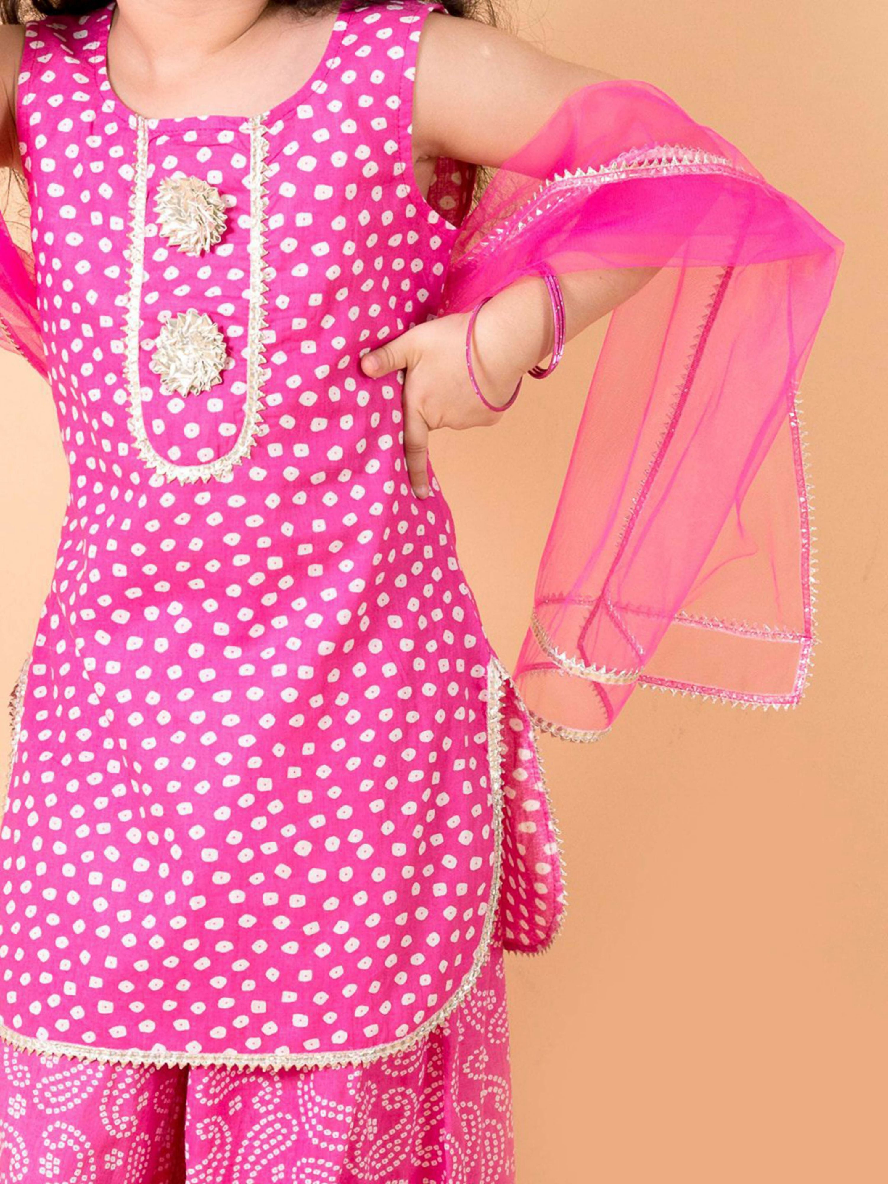 Joban Fashion Girl's Pink Color Sharara Set | Grocsy