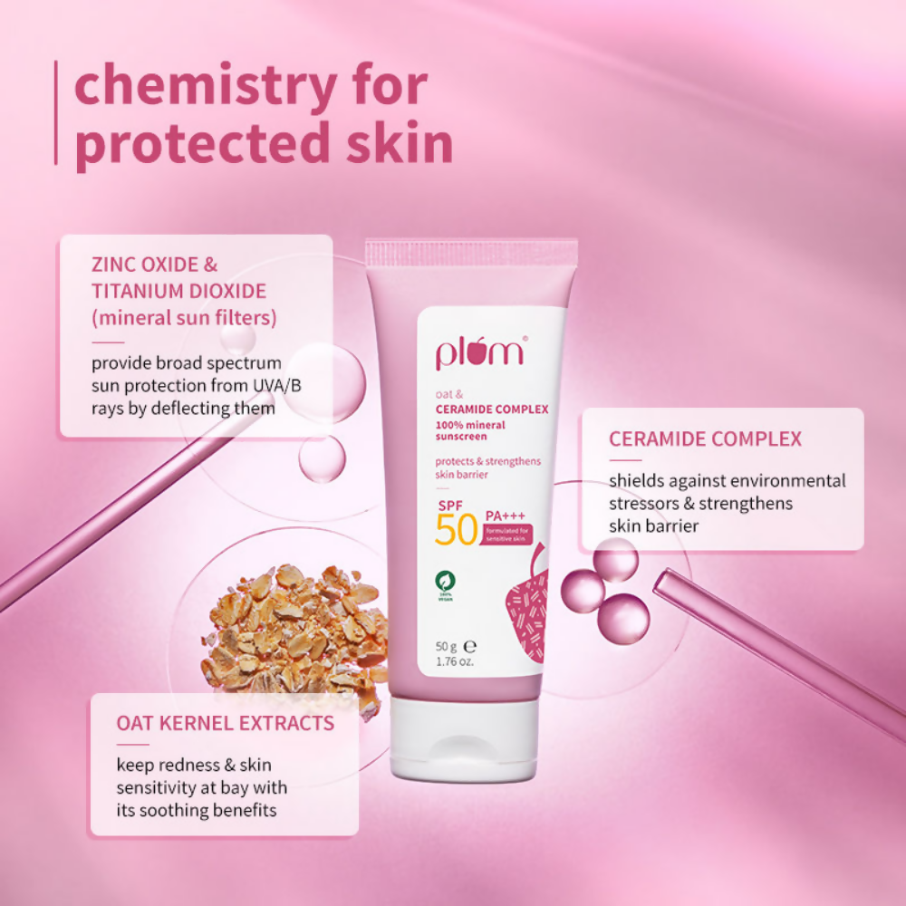 Plum Oat & Ceramide Complex 100% Mineral Sunscreen SPF 50 PA+++ | Grocsy