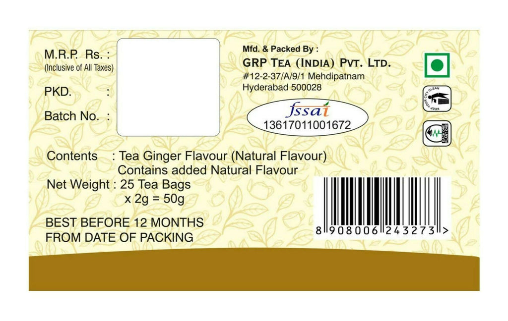 Tanza Tea Ginger Tea Bags | Grocsy