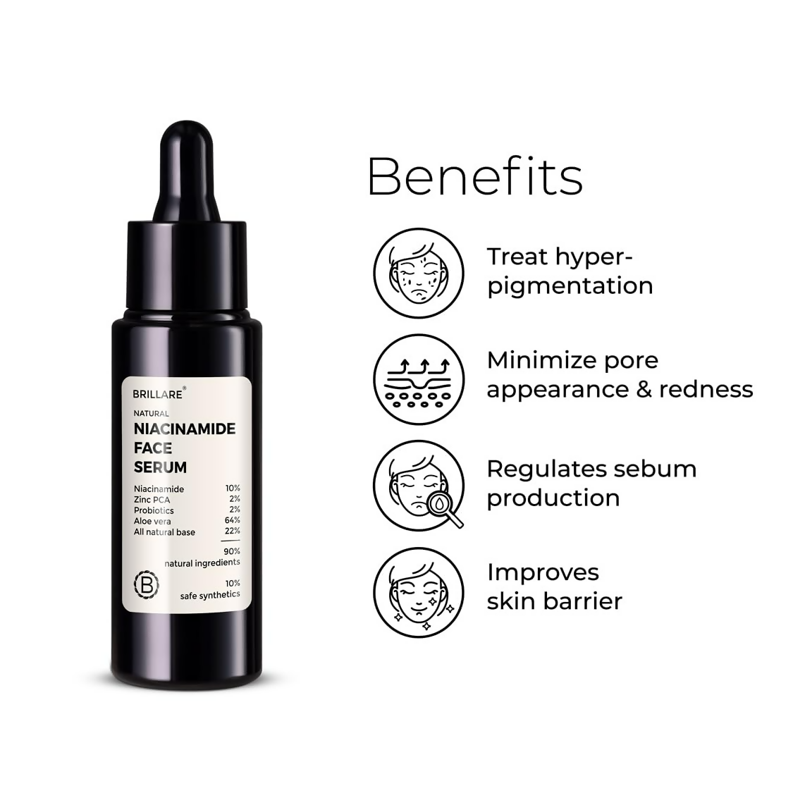 Brillare 10% Niacinamide Serum For Smooth Glowing Skin | Grocsy