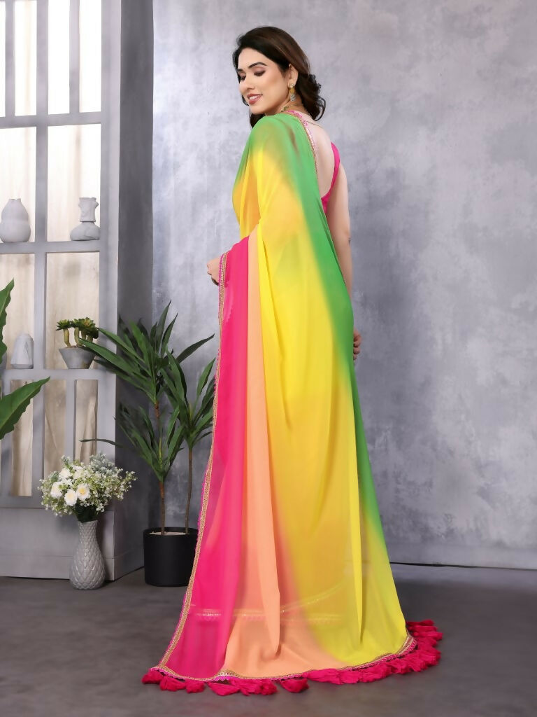 Designer Partywear Multi Georgette Fancy Saree - Kanak | Grocsy