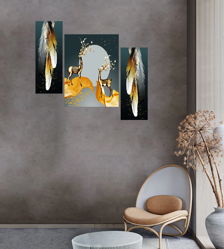 Tehzeeb Creations Set Of 3 Digital Wall Painting | Grocsy