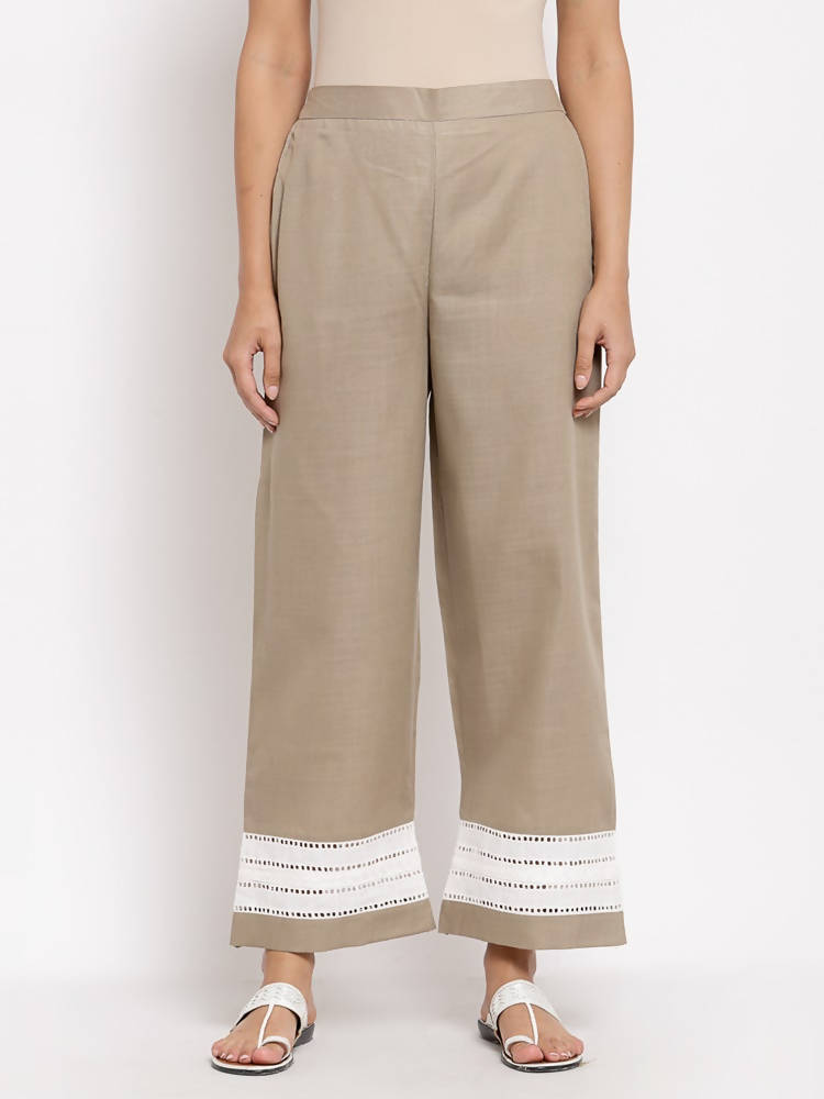 Myshka Women's Trendy Grey Cotton Solid Casual Trouser | Grocsy
