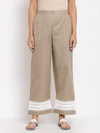 Myshka Women's Trendy Grey Cotton Solid Casual Trouser | Grocsy