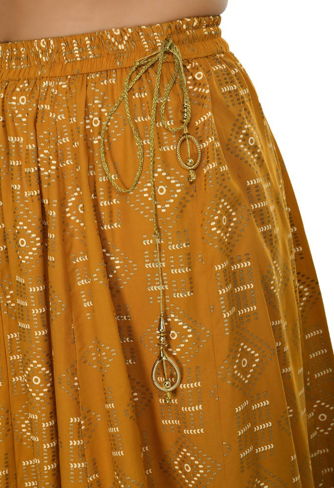 Mominos Fashion Moeza Cotton Mustard Color Printed Lehenga (Lancha) | Grocsy