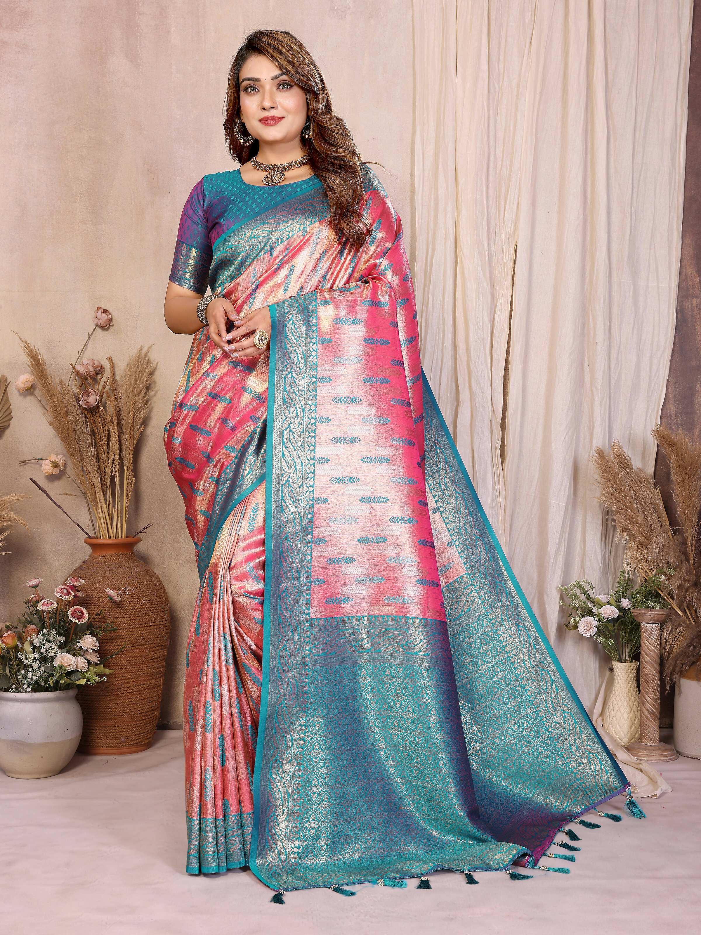 Aastha Fashion Red Tissue Silk Paithani Woven Saree | Grocsy