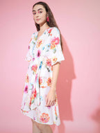 Myshka Women's Multi Floral Printed Empire Dress | Grocsy