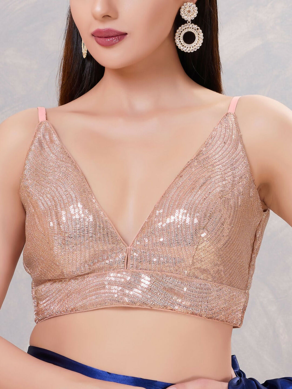 Joban Fashion Women Sequin Rose-Gold Stitched Blouse | Grocsy