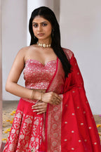 Joban Fashion Fuchsia Soft Pure Handloom Banarasi Silk Lehenga | Grocsy
