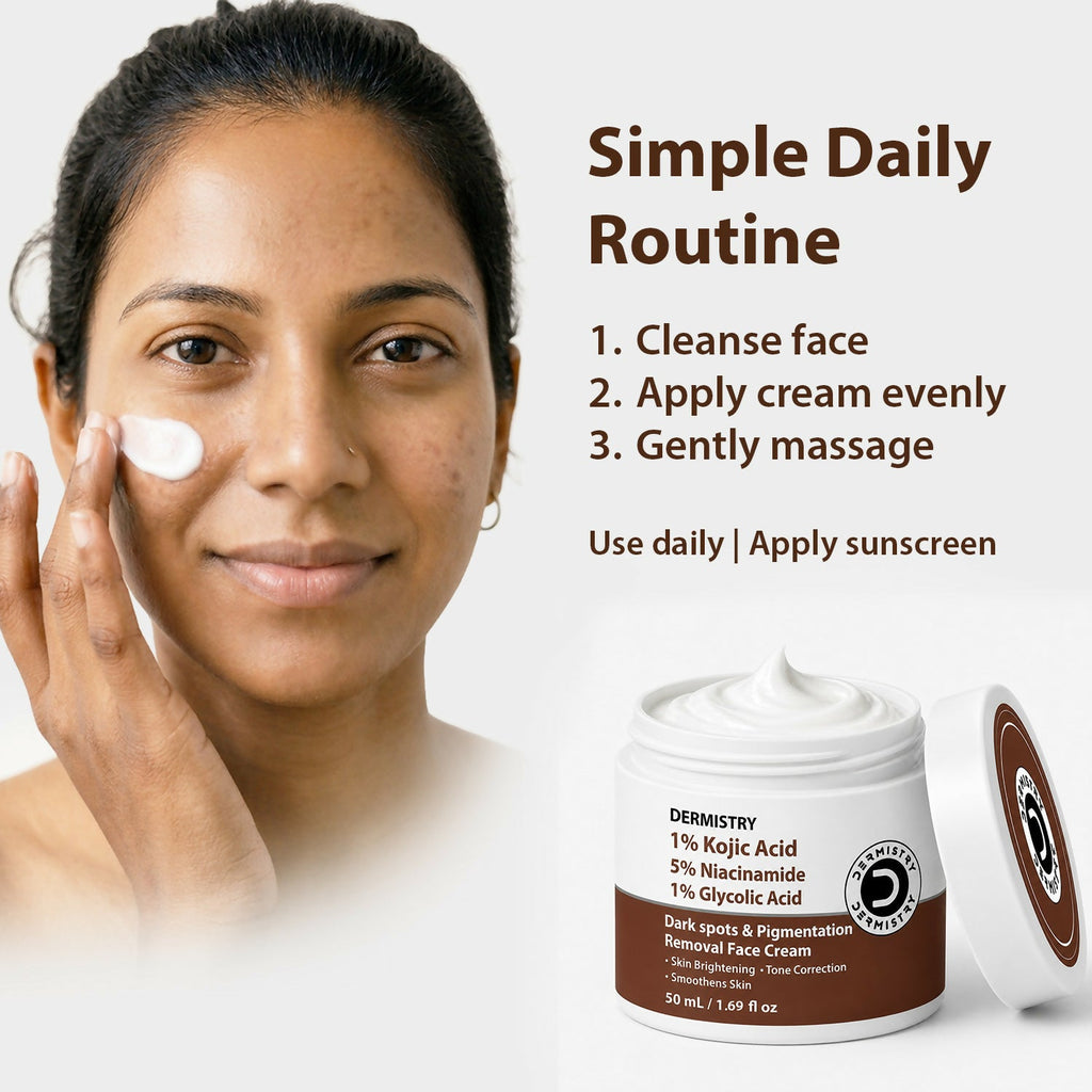 Dermistry 1% Kojic Acid 5% Niacinamide Glowing Skin Face Cream | Grocsy