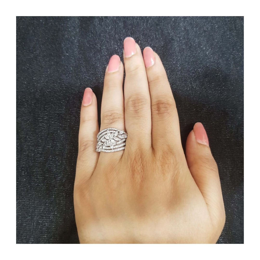 Joban Fashion Silver Brass Adjustable Ring | Grocsy