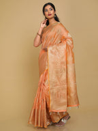 Kalamandir Floral Light Orange Silk Blend Saree | Grocsy