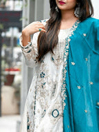Teeya Creation White Color Chinon Silk Party Wear Trending Palazzo Set | Grocsy