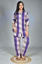 Morchari Digital Print Semi Muslin Co-Ord Set Top & Trouser-Multicolor | Grocsy