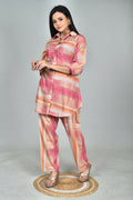 Morchari Digital Print Semi Muslin Co-Ord Set Top & Trouser-Multicolor | Grocsy