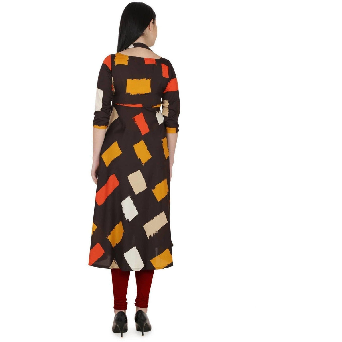 Kanoor Women's Multicolour A line Round neck kurti | Grocsy